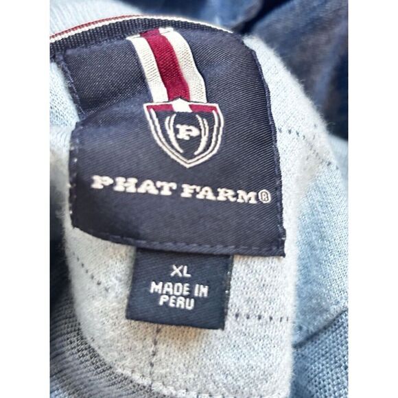 Vintage Phat  Farm Men’s Long Sleeve Baby Blue Three Button Closure Shirt Size X - Picture 12 of 12